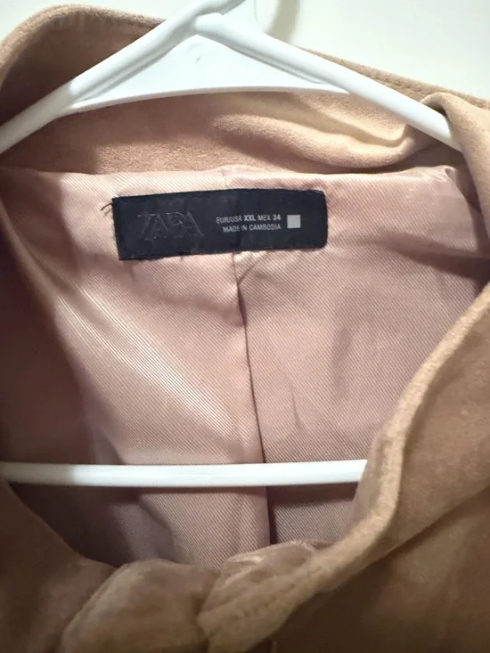 Zara High Collar Faux Suede Jacket, Taupe, XXL, Like New! - Picture 4 of 6